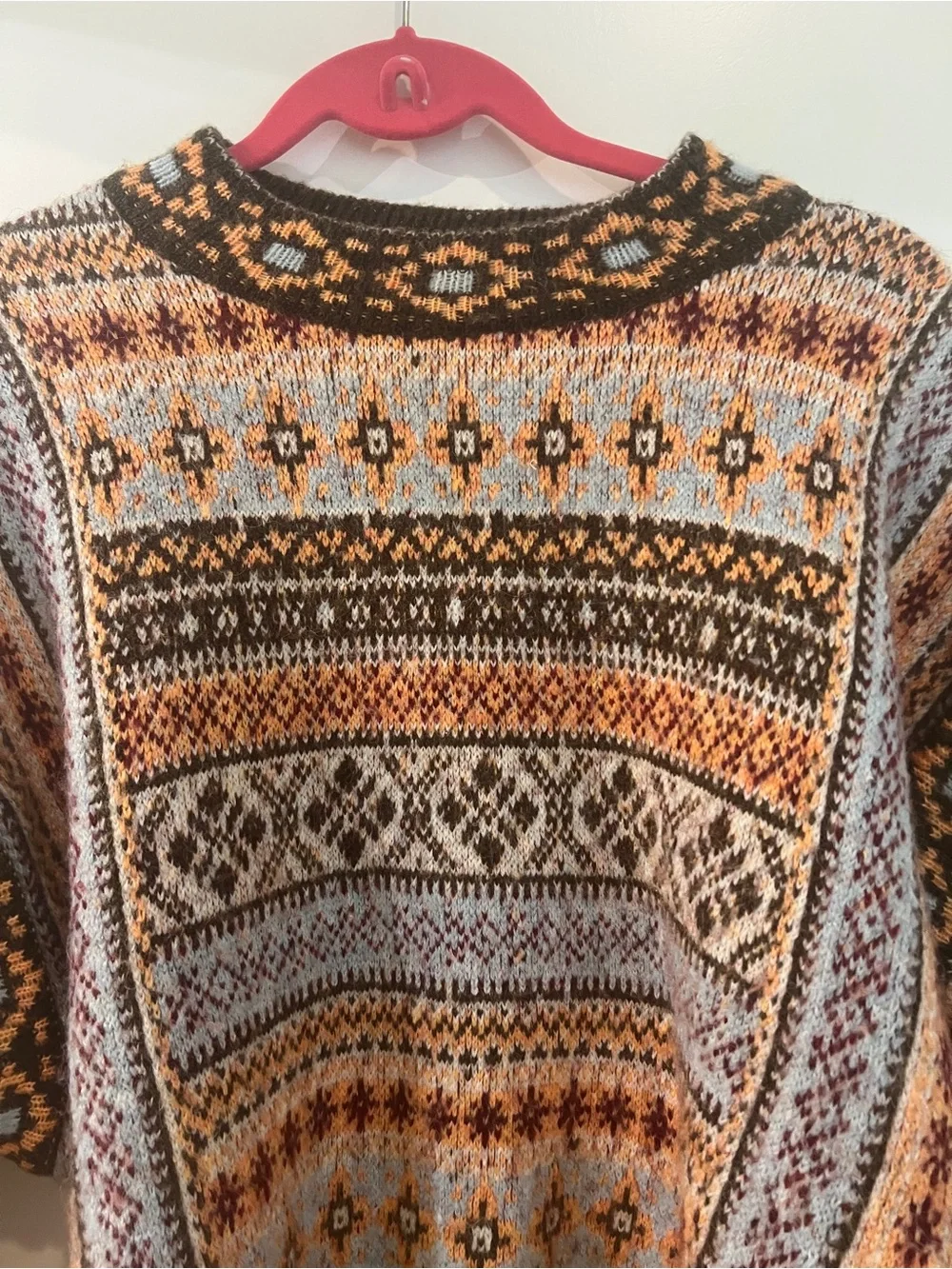 Mango Multicolor Fair Isle Turtleneck Sweater - Blue, Brown, Cream